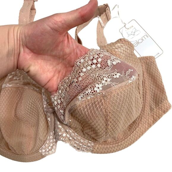 NEW Elomi Charley Stretch Plunge lace Bra Size 36DDD fawn nude - Picture 8 of 11